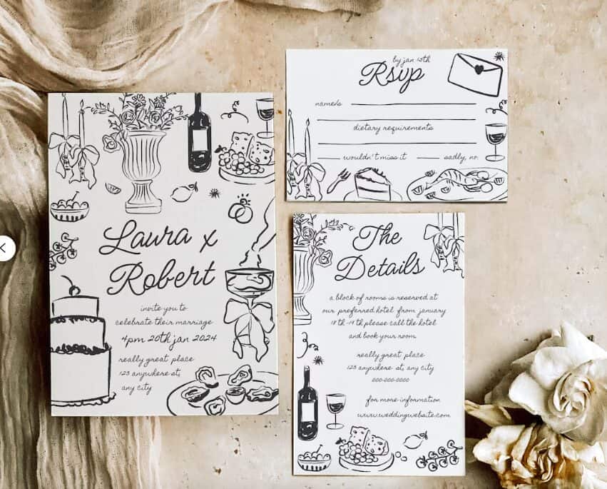 destination wedding invitations illustrations 