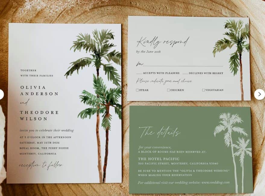 palm tree invite - green and white 