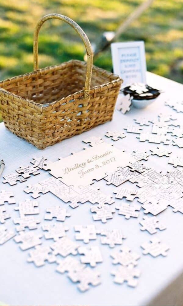 signed tablecloth - unique wedding guestbook idea 