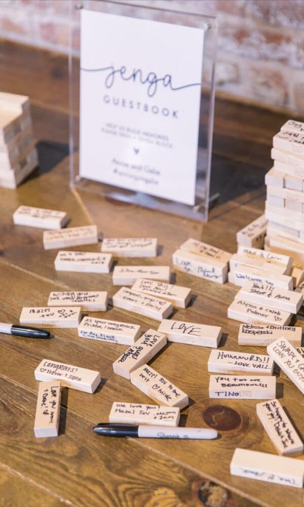 jenga guestbook - unique wedding guestbook ideas 