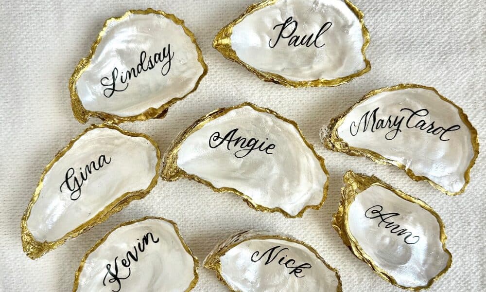 personalised oyster shells placement names 