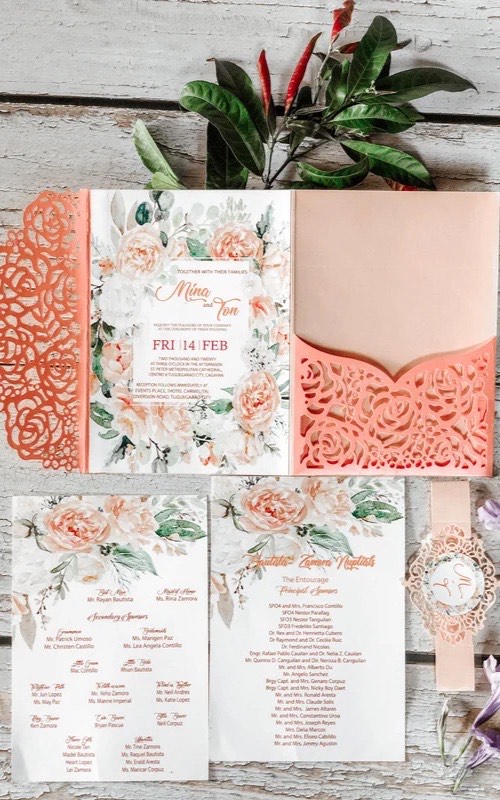 PINK FLOWER INVITES 