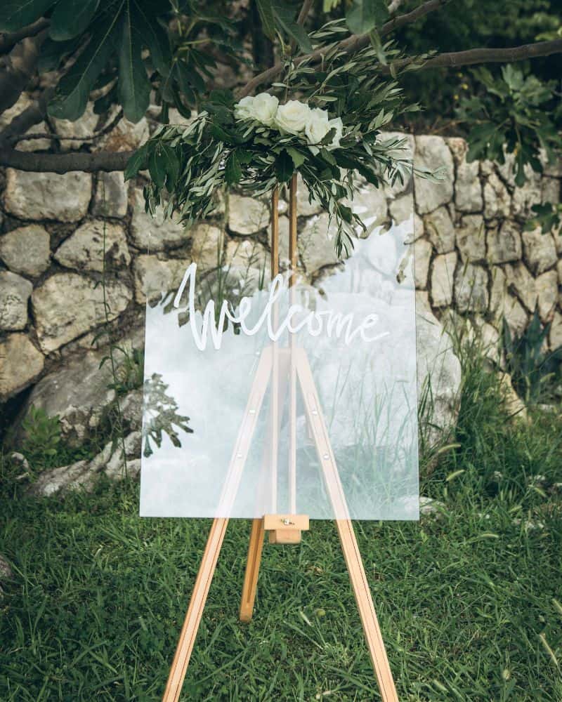 minimalistic black and white wedding sign 