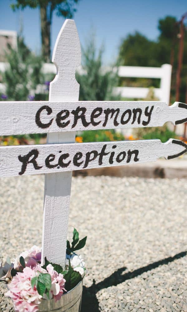 ceremony reception wedding signs 