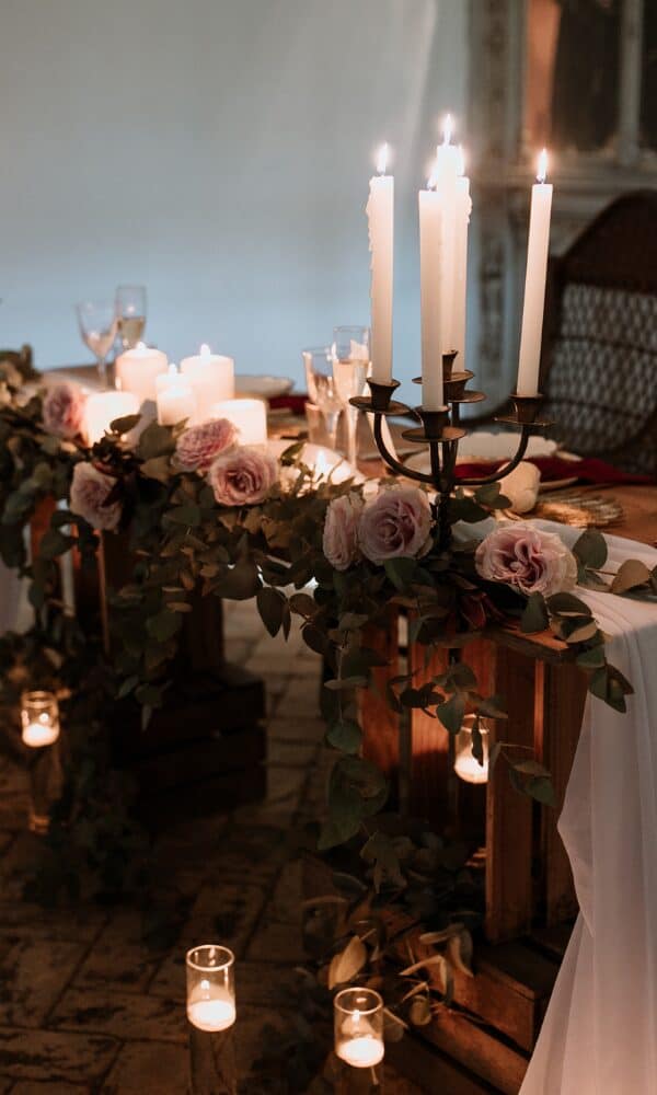 dark florals for table decor 