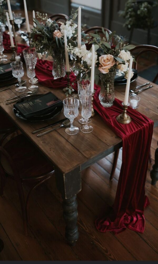 velvet table runner wedding 