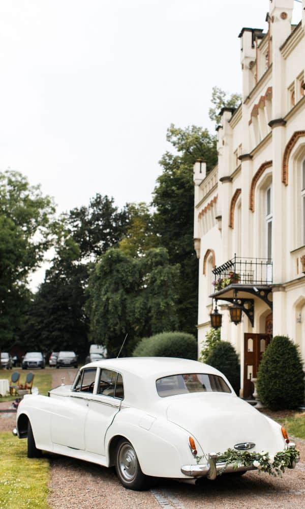 white wedding car 