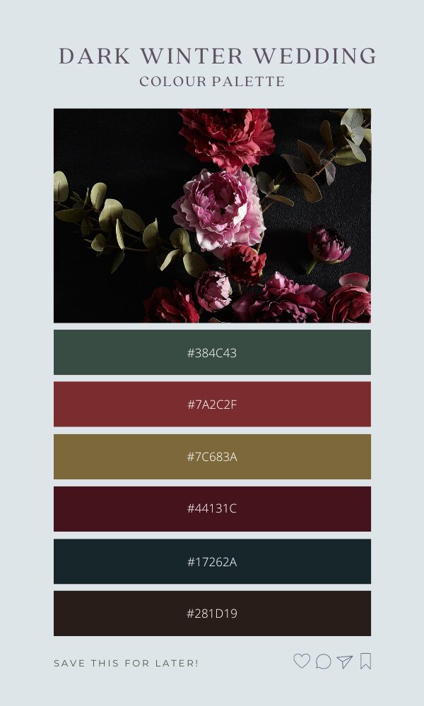 winter wedding colour palette