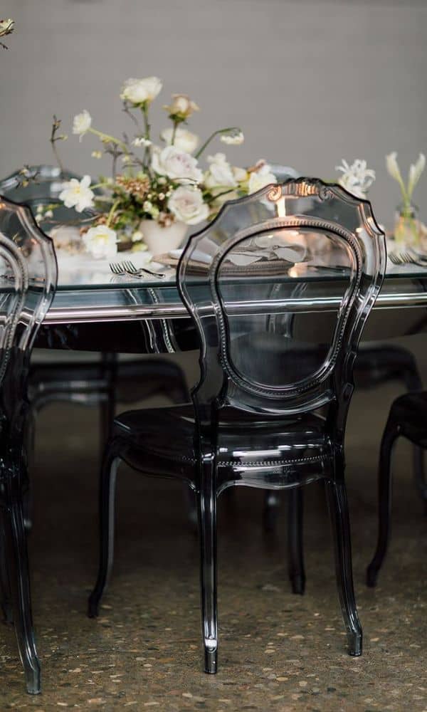 gothic black chairs for wedding 