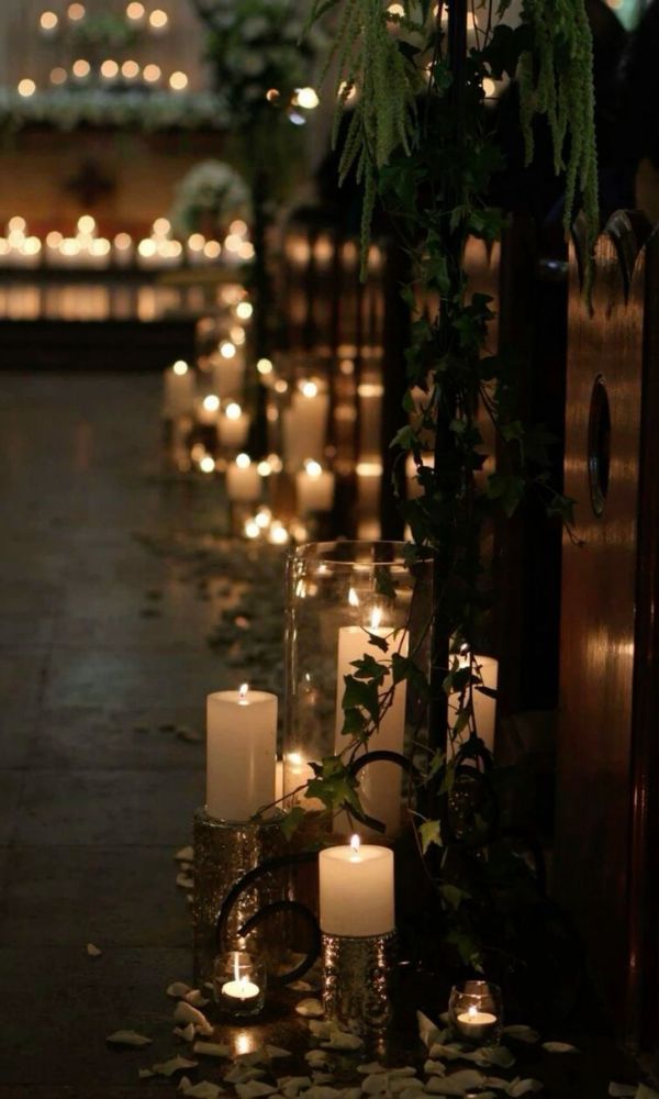 candlelit wedding aisle 