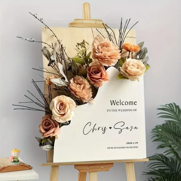 flower box wedding welcome sign