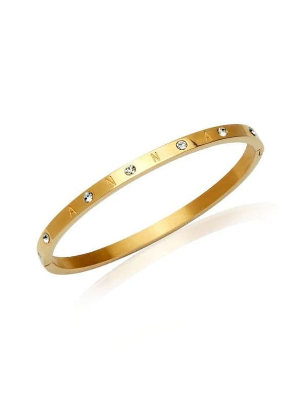 gold diamond bangle engraved 