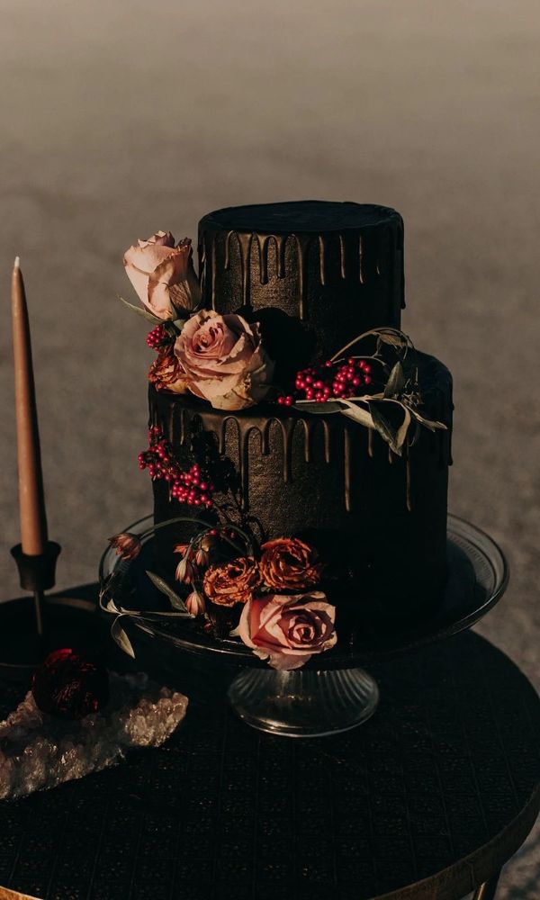 black gothic wedding cake