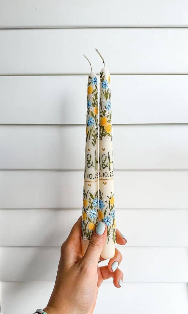 hand painted taper candles 