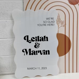 wavy welcome wedding sign