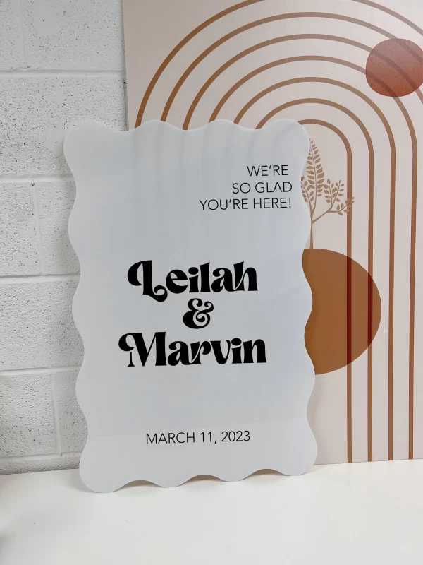 wavy welcome wedding sign