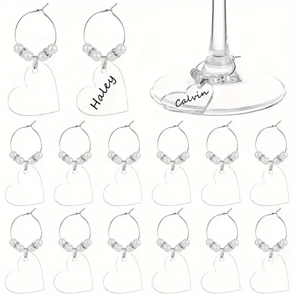 heart shaped wine glass charms