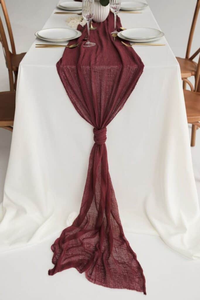 burgundy table runner for wedding 