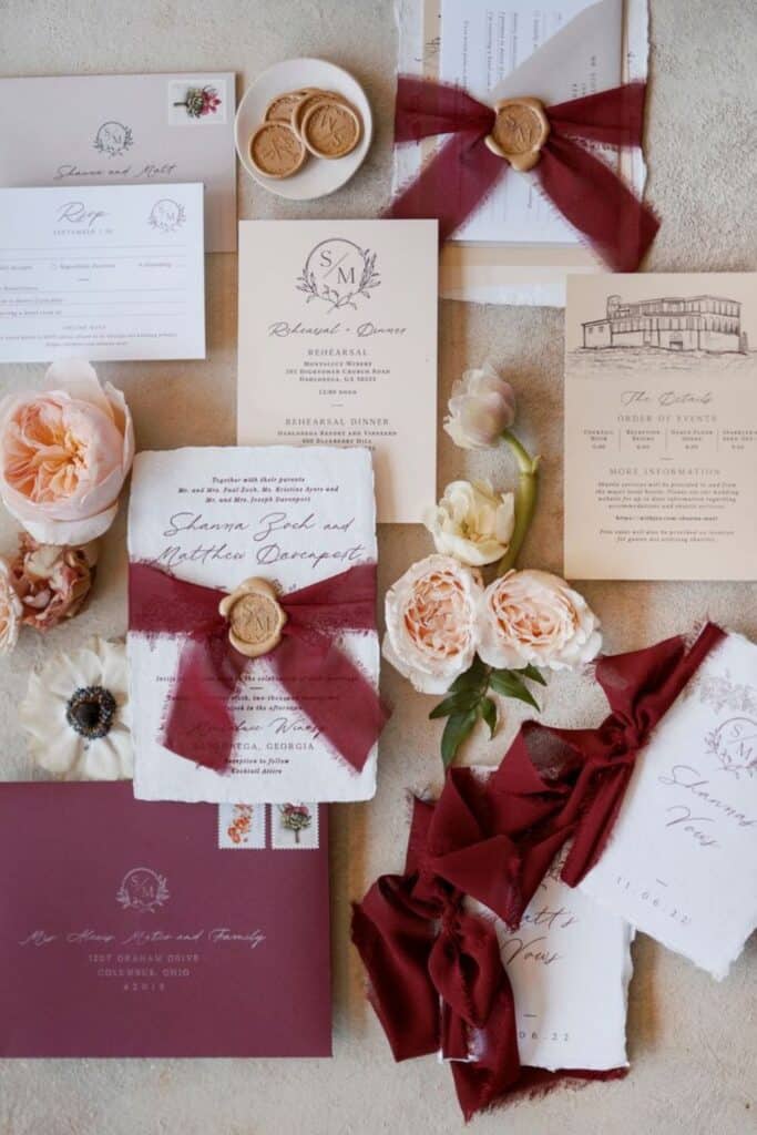 burgundy wedding invtes