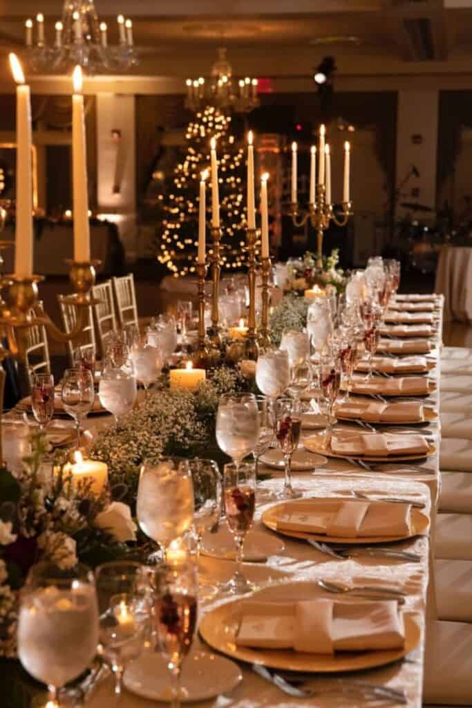 taper candles winter wedding decor