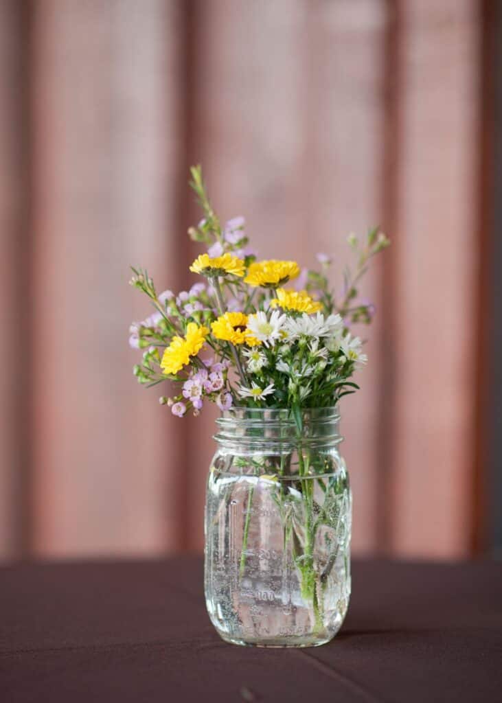 mason jars with wildflowers 