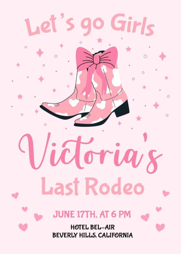 cowgirl themed bachelorette party invites