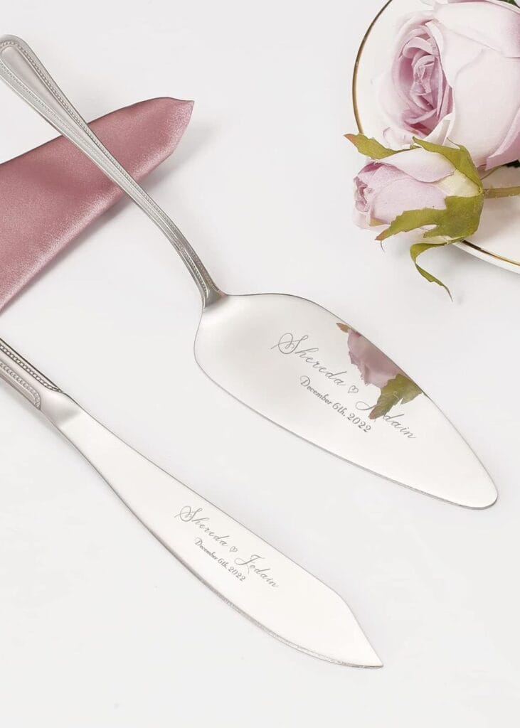 custom engraved cake cutter for bride-to-be