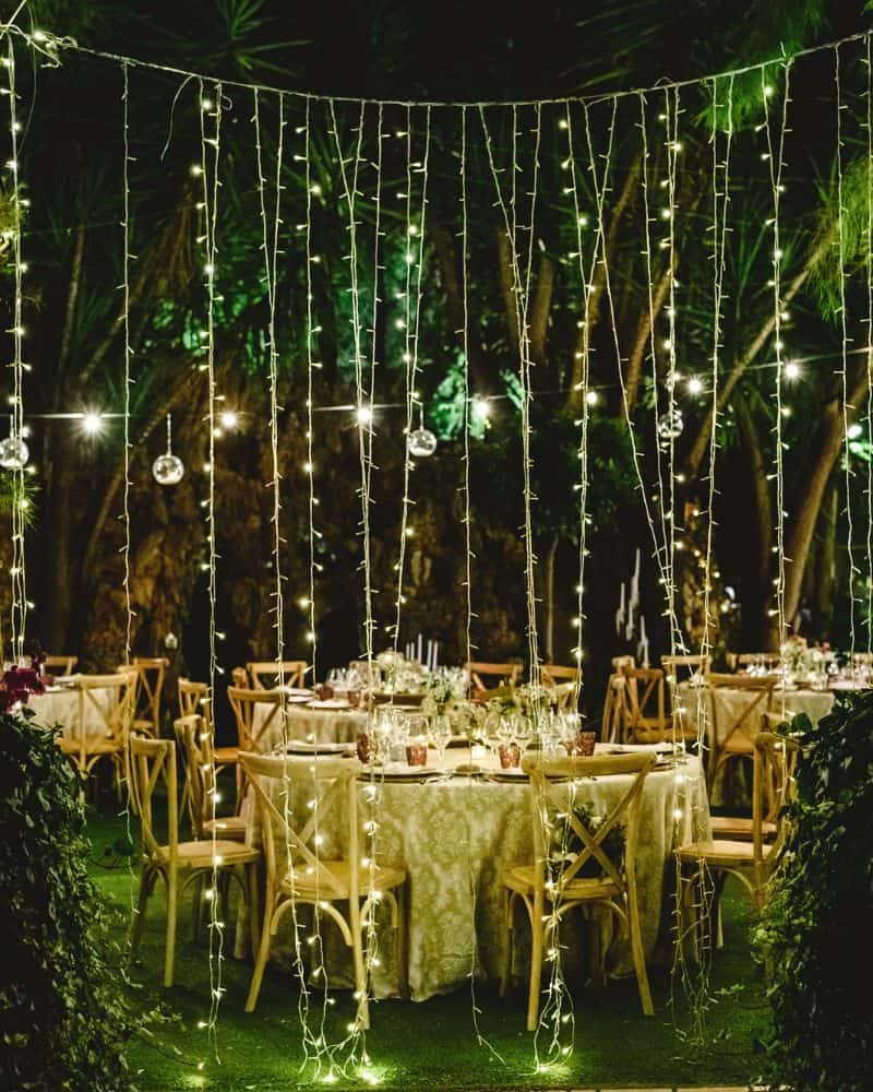 forest wedding fairy lights