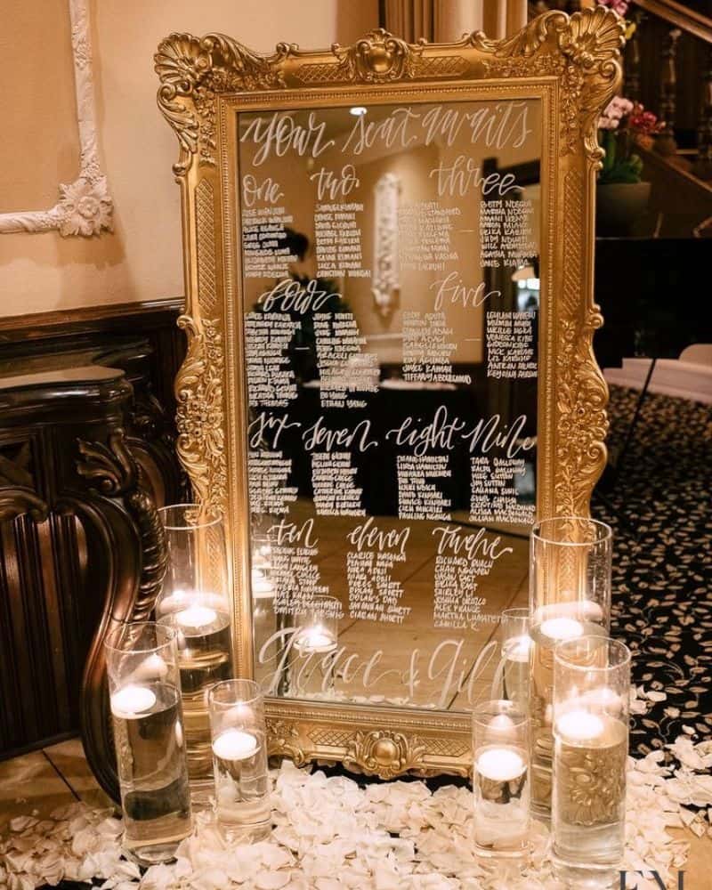 mirror seating chart wedding