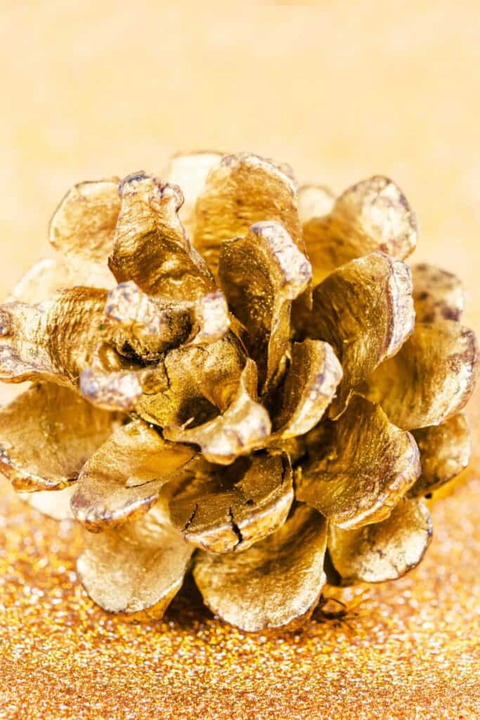 gold spray pine cones 