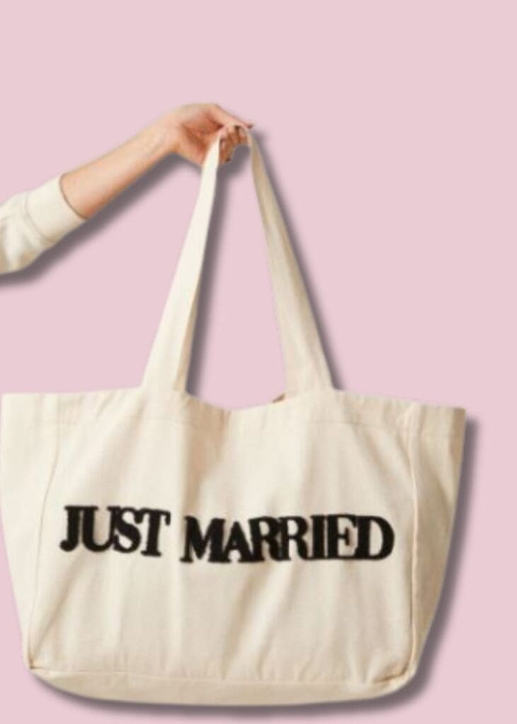 just married tote bag for bride - gift ideas for bride-to-be