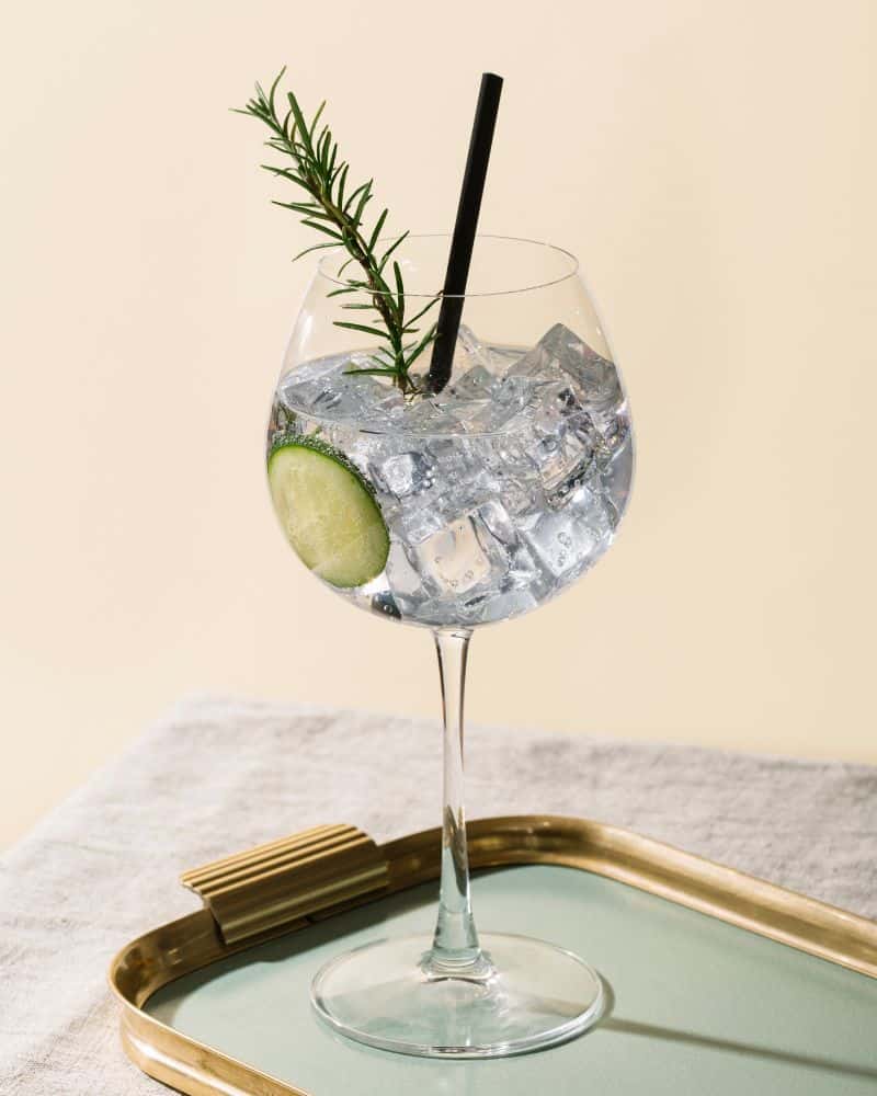 rosemary gin and tonic winter wedding cocktail