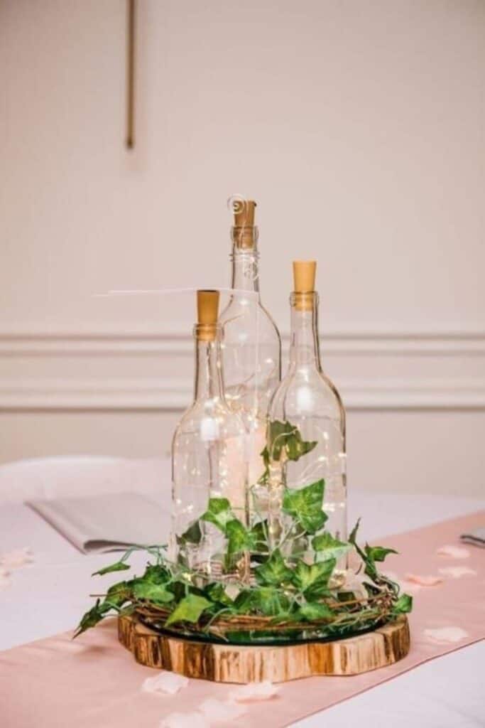 wine bottle lights for wedding table decor