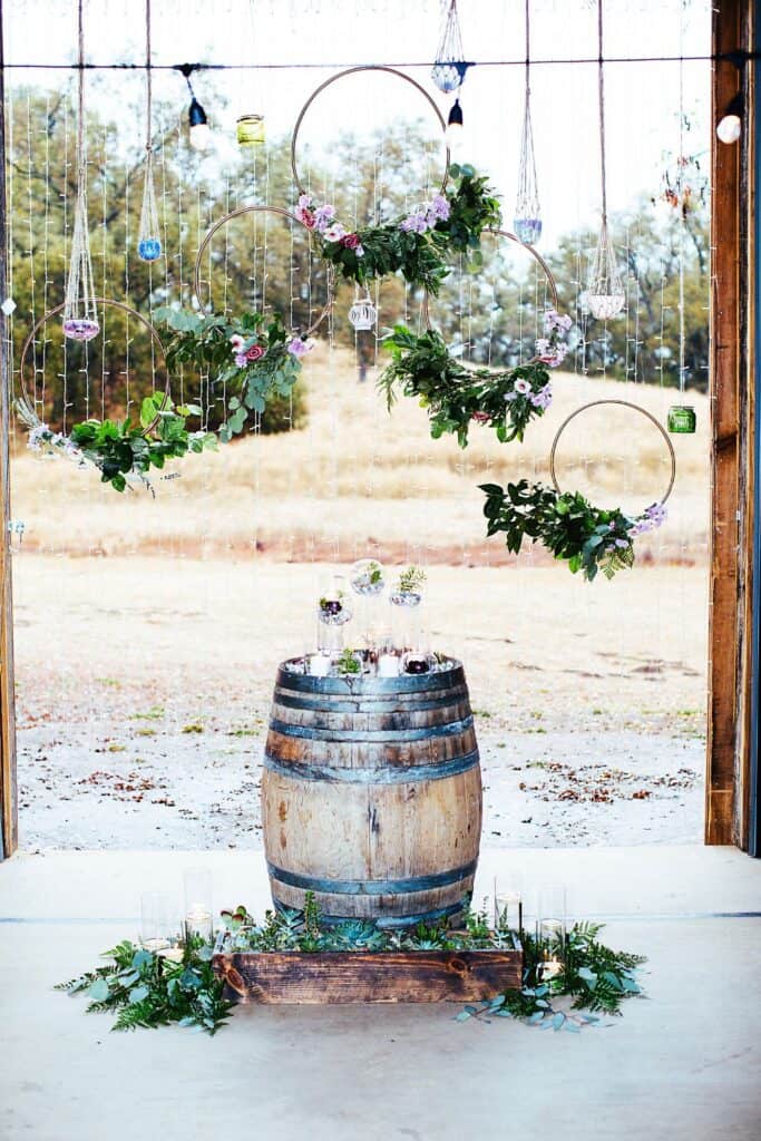 wooden barrels for rustic wedding 