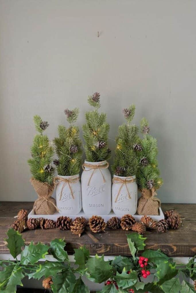 mason jar rustic winter wedding centerpiece