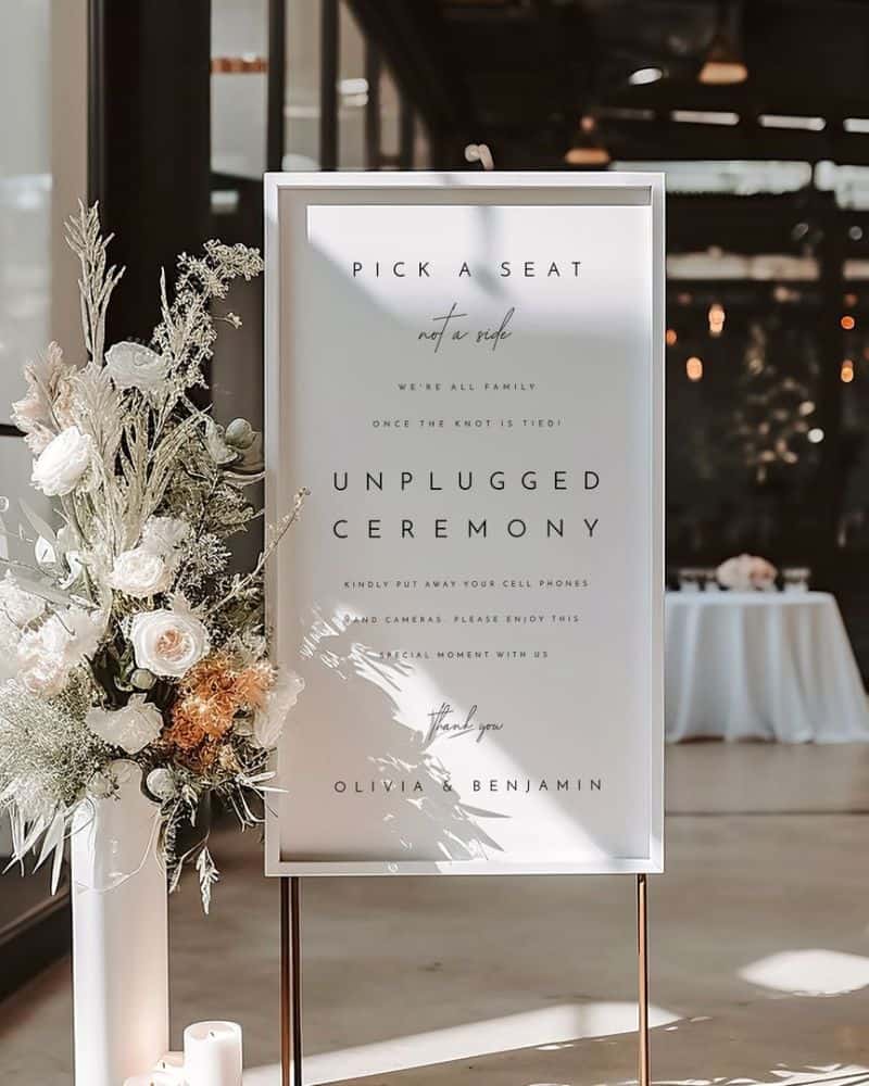 unplugged ceremony sign size