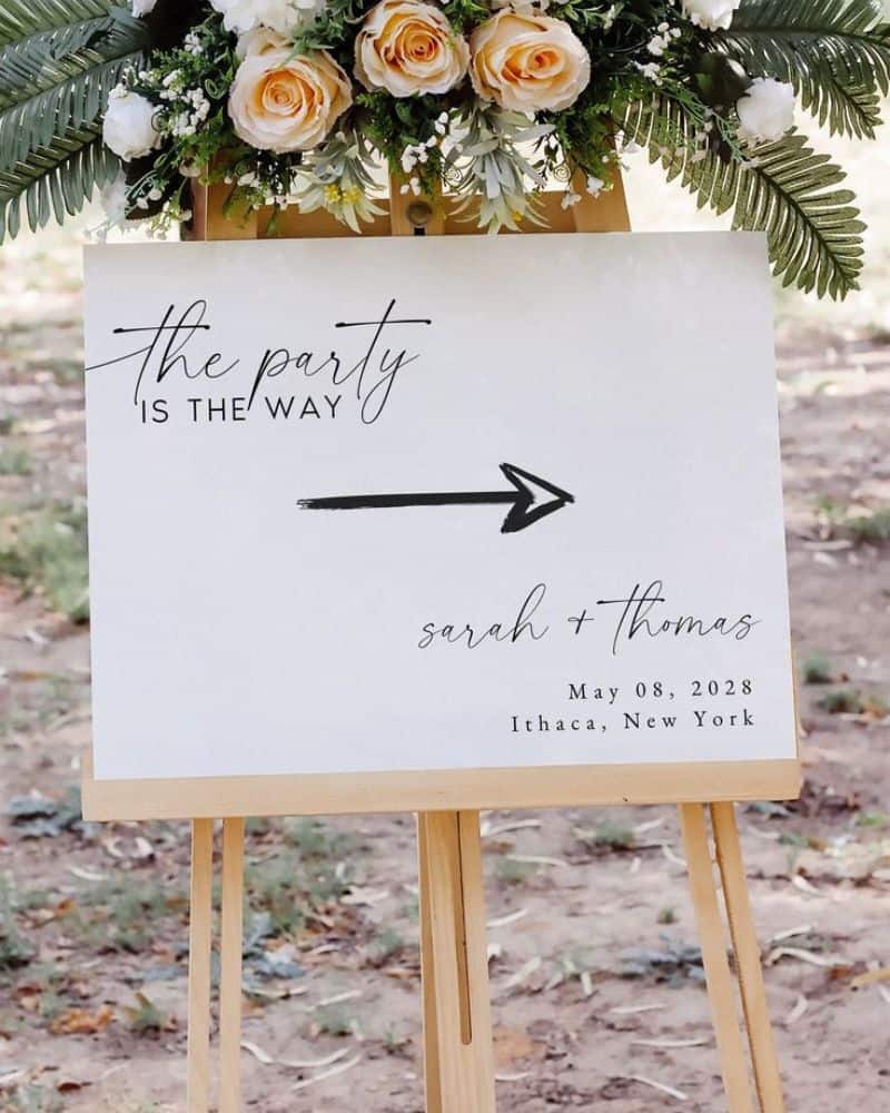 wedding directional sign