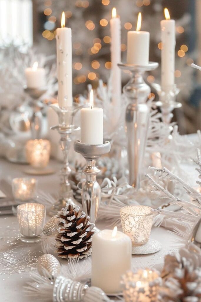 white wedding christmas centerpiece 