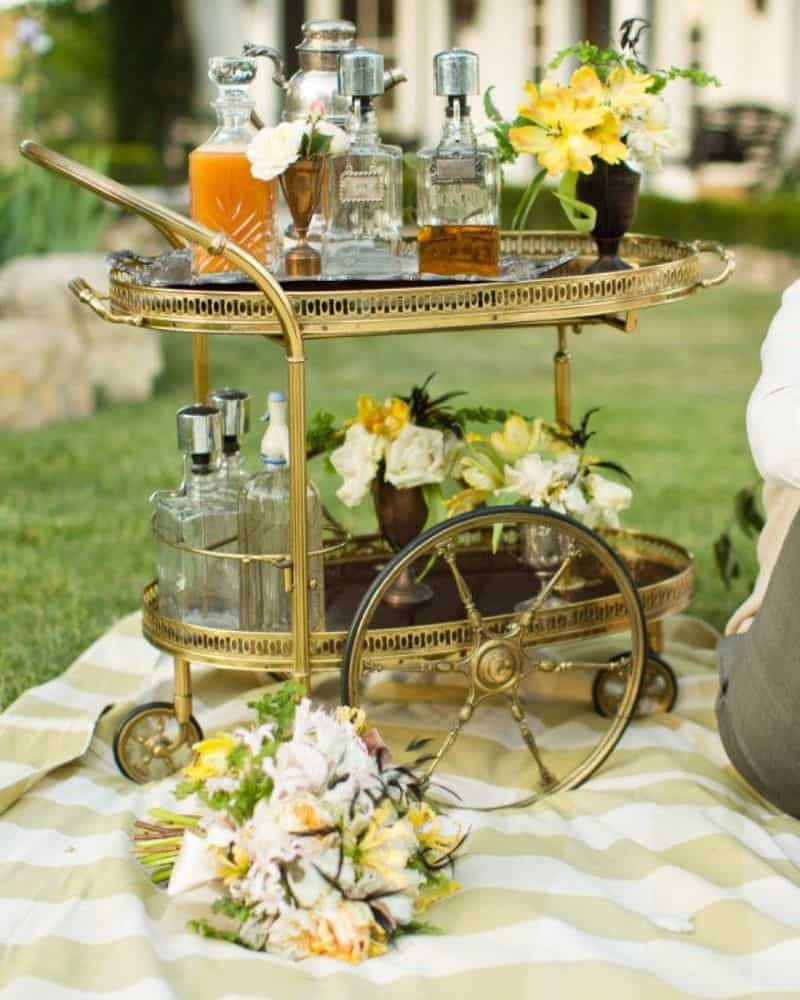 diy cocktail bar cart for wedding