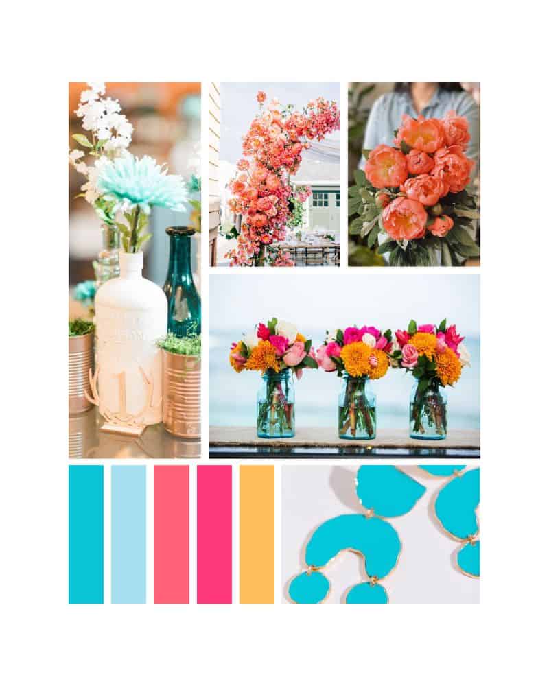 coral and turquoise wedding colors