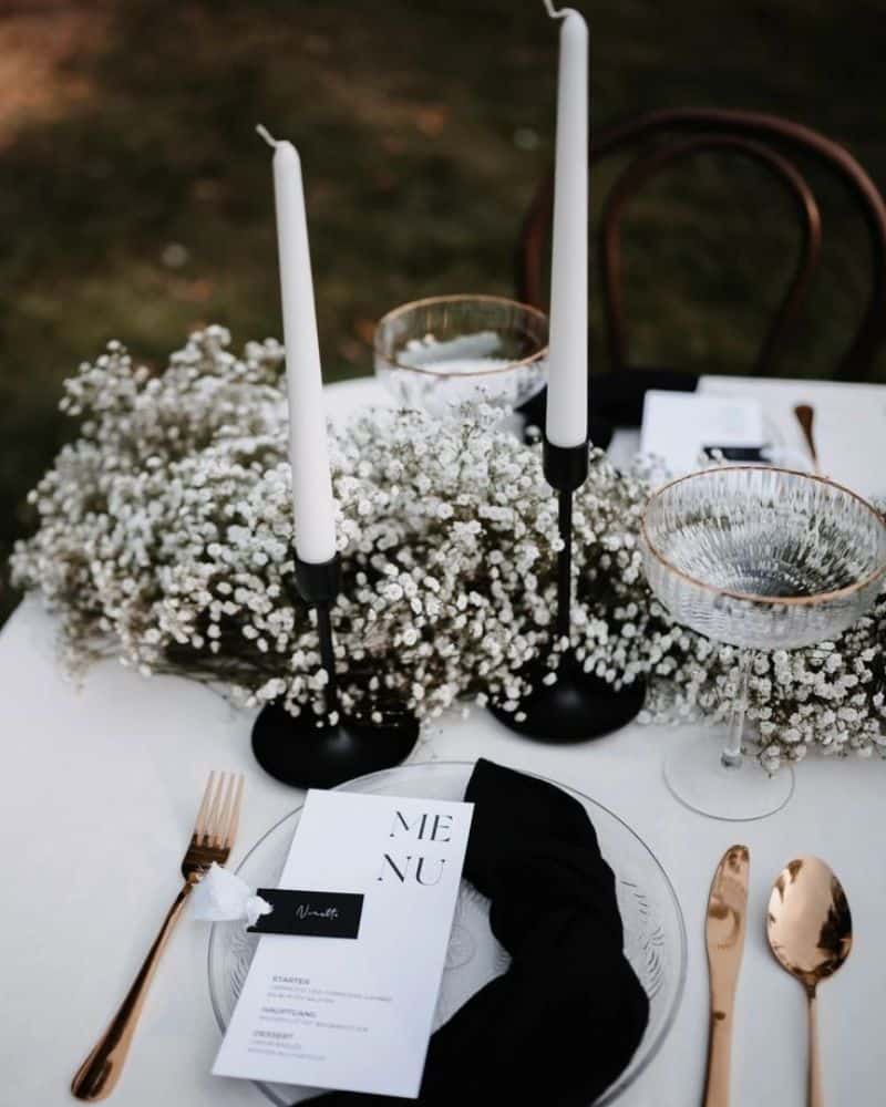 black and white wedding decor