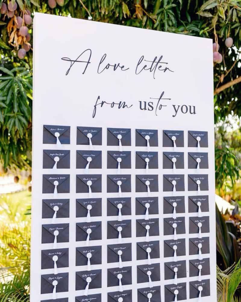 love letters seating chart for wedding