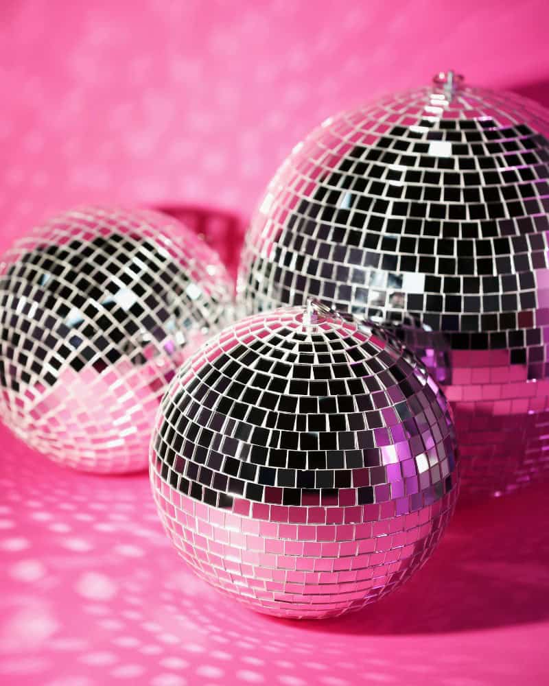 vegas themed wedding decor - disco balls