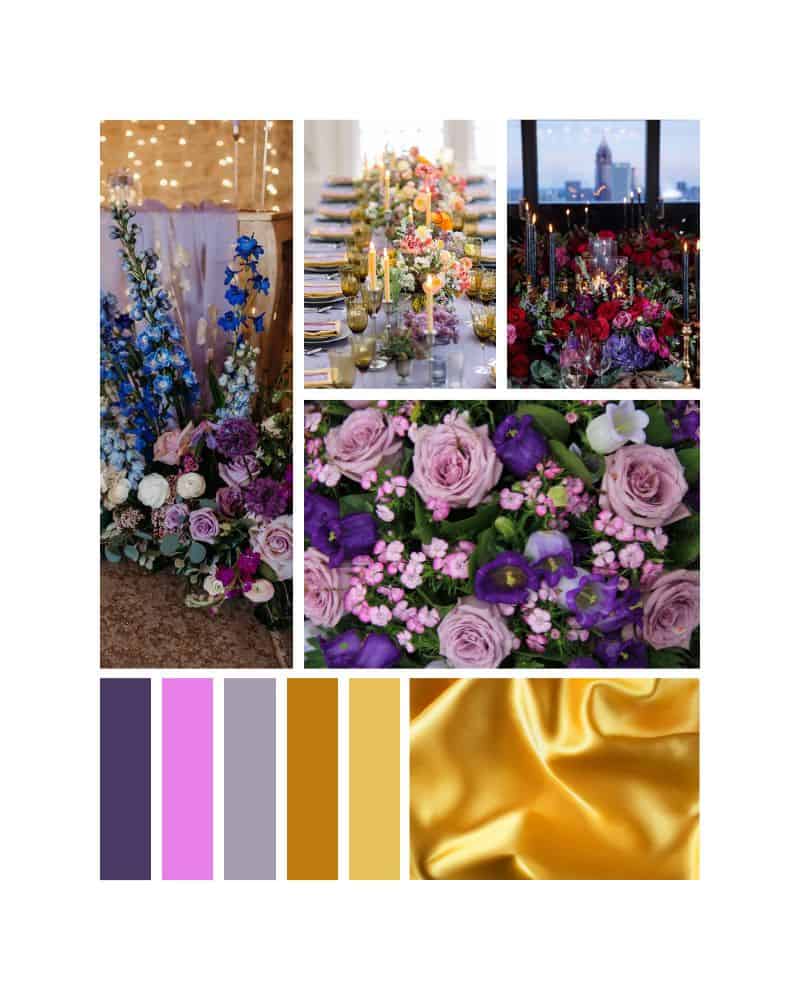 purple and gold color palette for wedding 