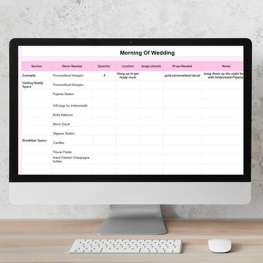 wedding decor checklist 