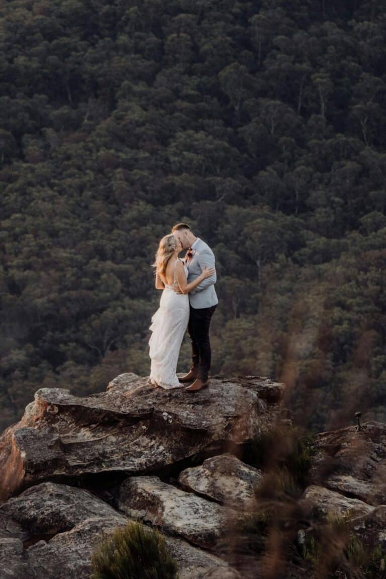 bride and groom eloping in nature