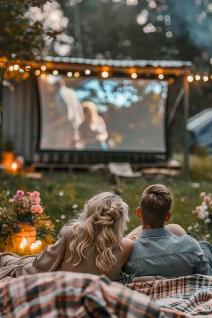 movie set up outdoor wedding 