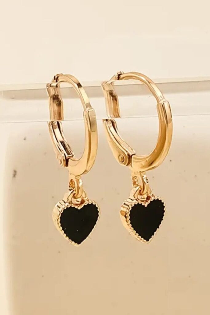 heart earrings gold - galentines party favors 