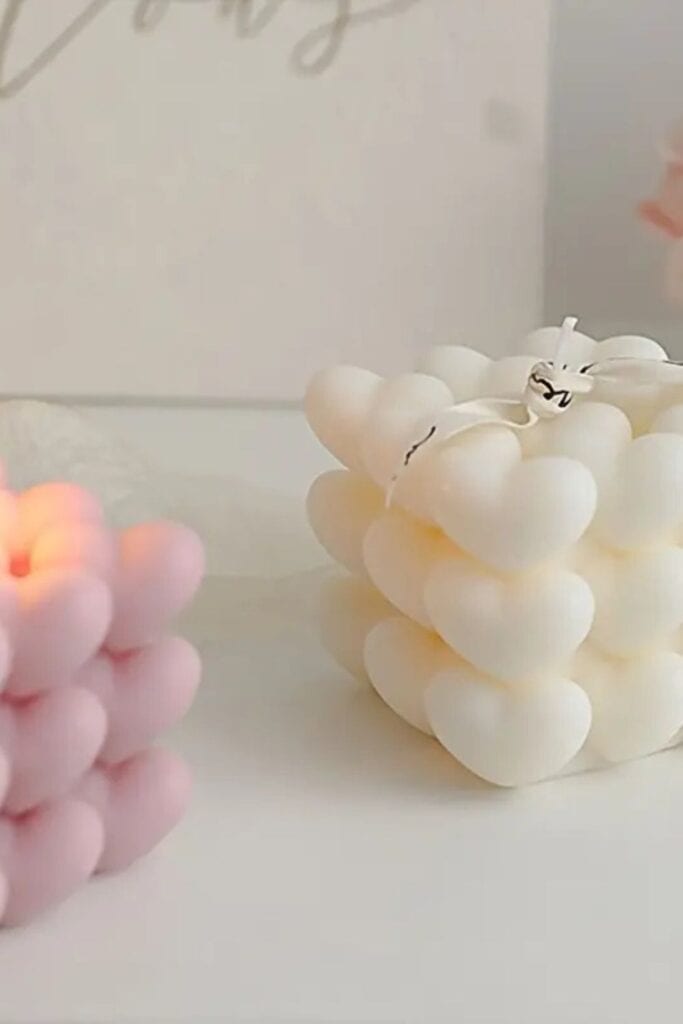 heart shaped bubble candle 