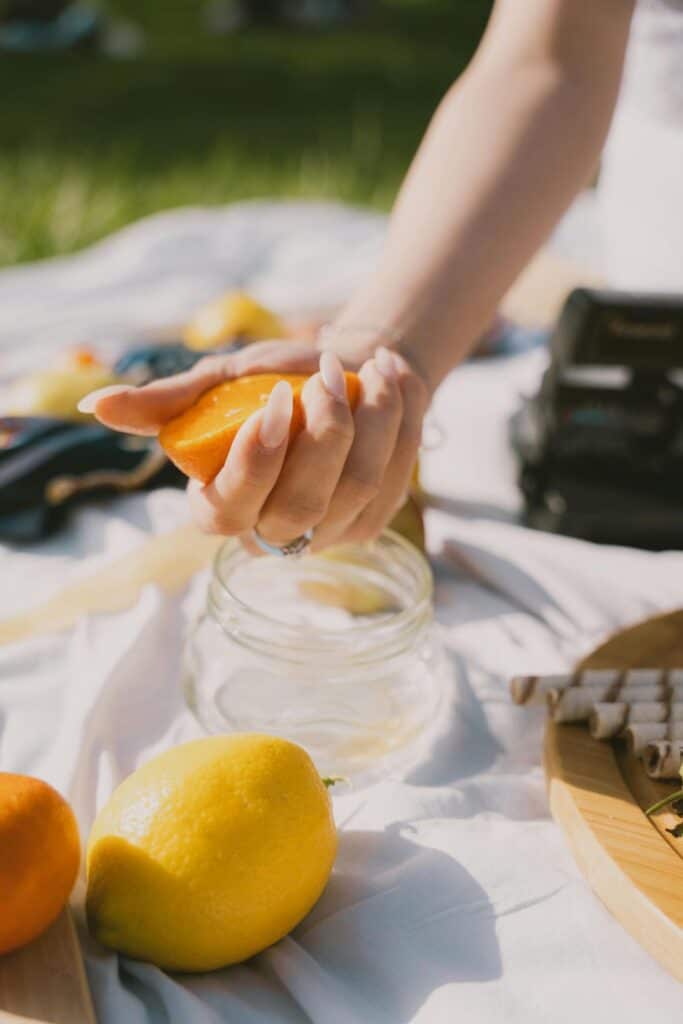 DIY citrus scrub activity for citrus themed bridal shower